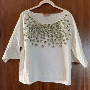 Anthropologie Not So Serious Sequin Flower top size medium